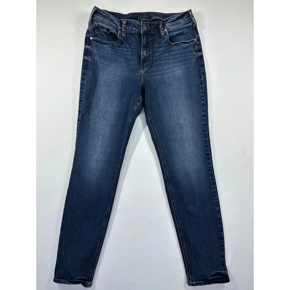 Silver Jeans Avery Skinny Denim Sz 32x29 Dark Faded Wash Indigo Stretch Mid Rise
